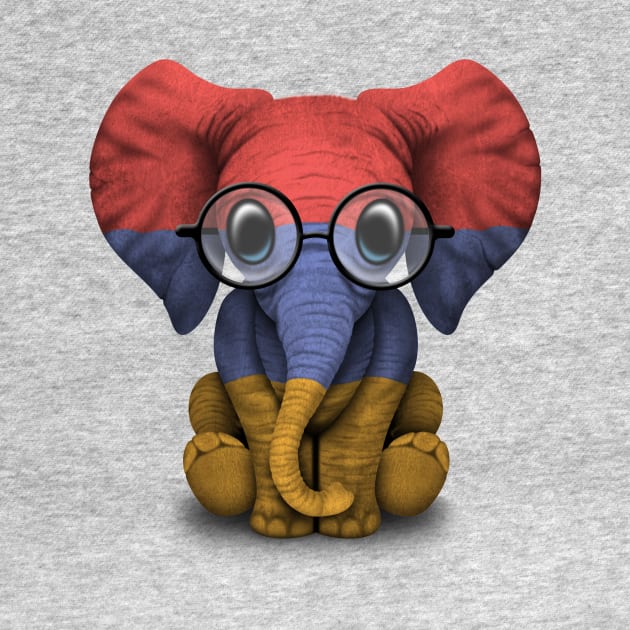 Baby Elephant with Glasses and Armenian Flag by jeffbartels